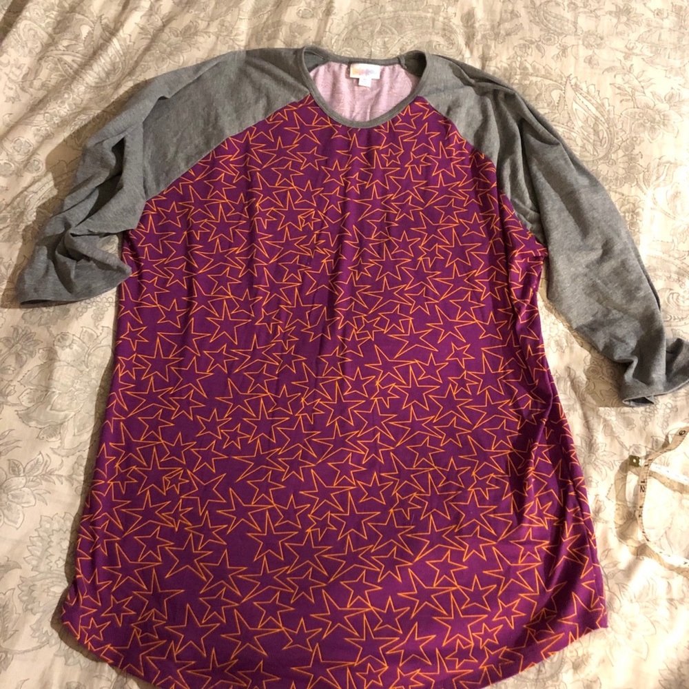 LulaRoe 3/4 Length Sleeve XL Wine / Gray / Orange